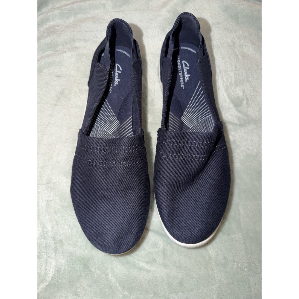 Clarks Cloudsteppers - Carly Casual Slip On Flat - Womens 9 1/2 - Dark Navy